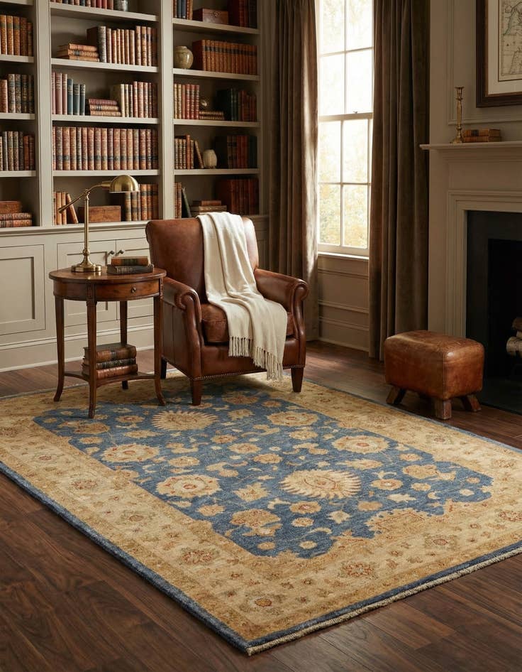 Detail image of 4' 2 x 6' Hand Knotted Peshawar Ziegler Rug