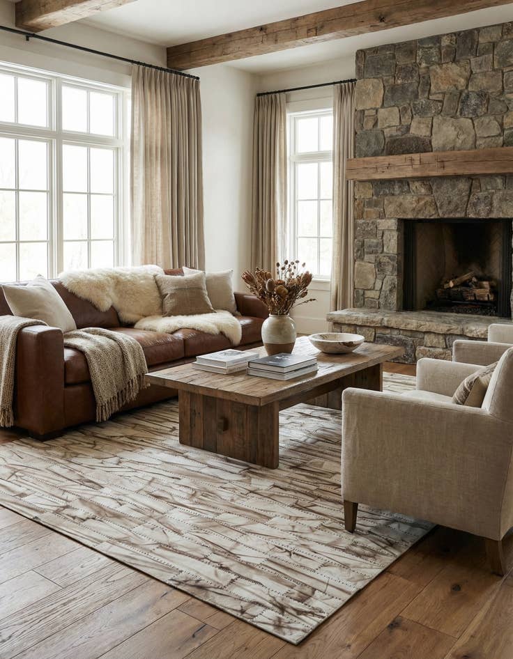 Detail image of 5' x 8' 1 Cowhide - Patchwork Rug