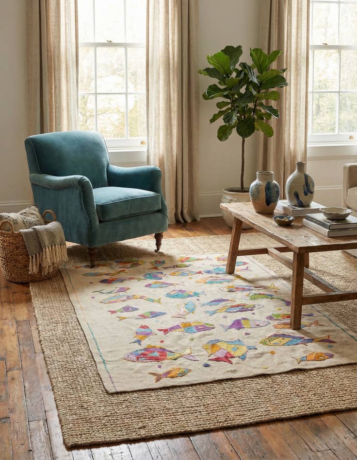 Detail image of 4' 2 x 5' 7  Hand Woven Kilim Suzani Wool Rug