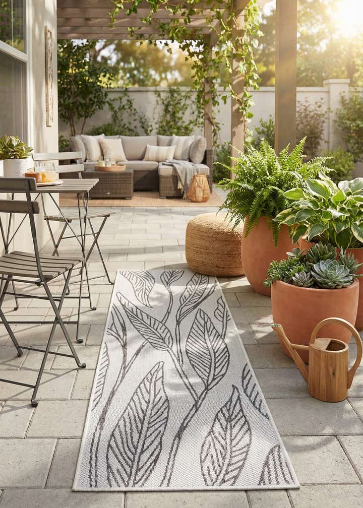 2' x 6' Easy-Clean Botanical Indoor / Outdoor Runner Rug