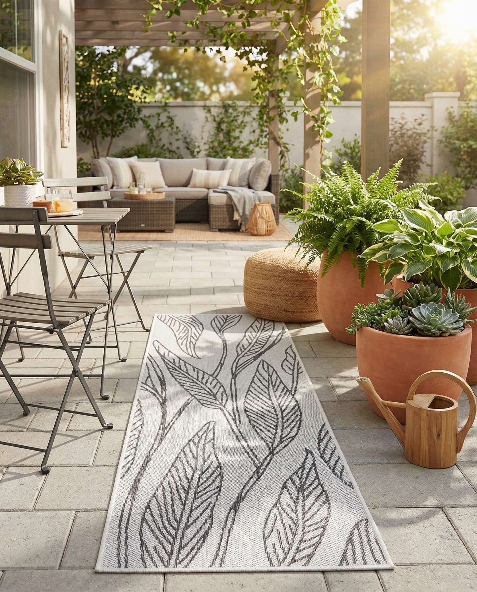 2' x 6' Easy-Clean Botanical Indoor / Outdoor Runner Rug