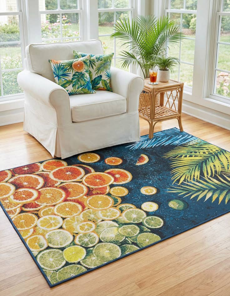 Detail image of 4' x 6' Easy-Clean Coastal Indoor / Outdoor Rug