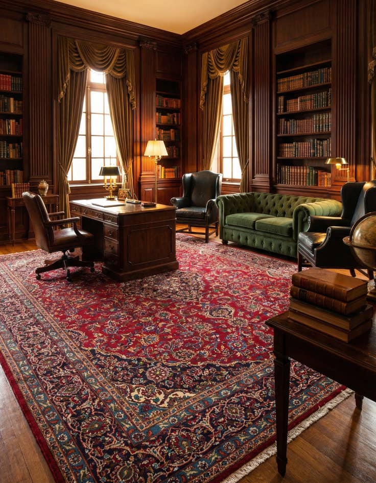 Detail image of  9' 10 x 12' 4  Hand Knotted Mashad Persian Wool Rug