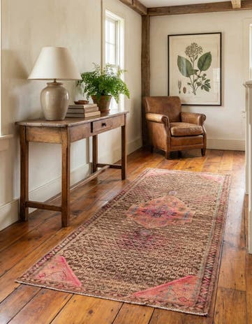 3' 9 x 8' 1 Hand Knotted Ultra Vintage Persian Wool Runner Rug