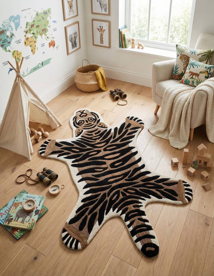 Detail image of 4' 1 x 6' 1 Playtime Kids Wool Freeform Rug