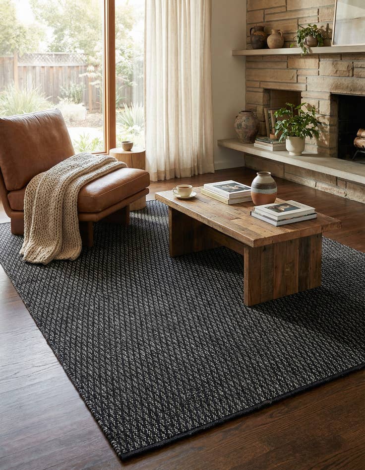 Detail image of  7' 10 x 10'  Hand Woven Lattice Wool Rug