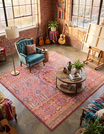 Peach Alexis Square Rug