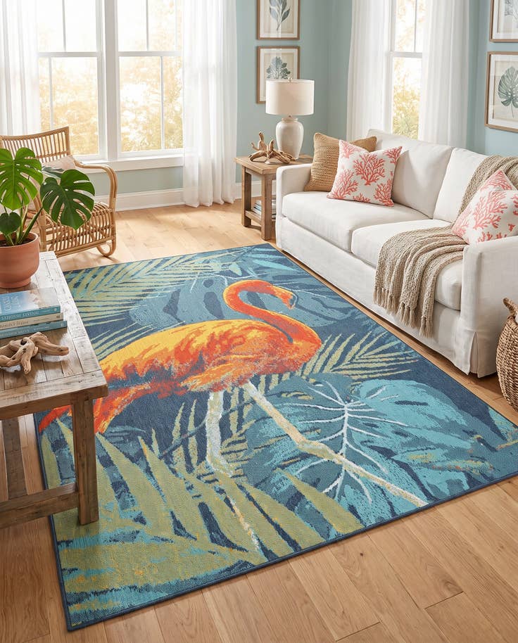 Detail image of 7' x 10' Easy-Clean Coastal Indoor / Outdoor Rug