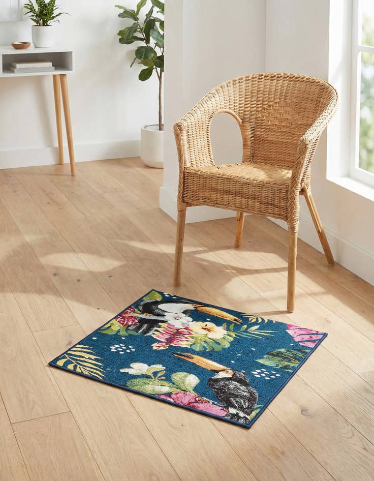 Detail image of 2' x 3' Easy-Clean Botanical Indoor / Outdoor Rug