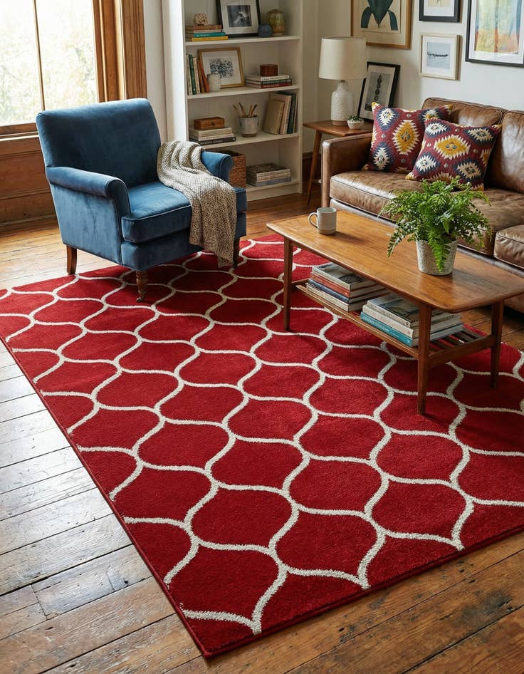 Detail image of 5' 3 x 8' Lattice Frieze Rug