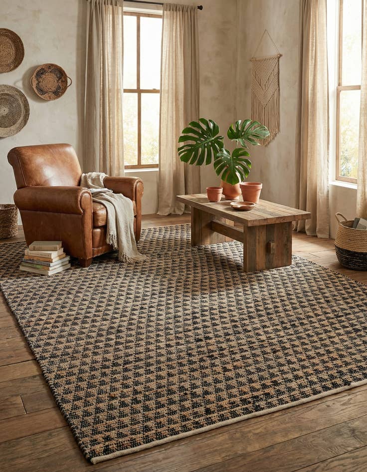 Detail image of 9' x 12'  Hand Woven Chindi Jute Rug