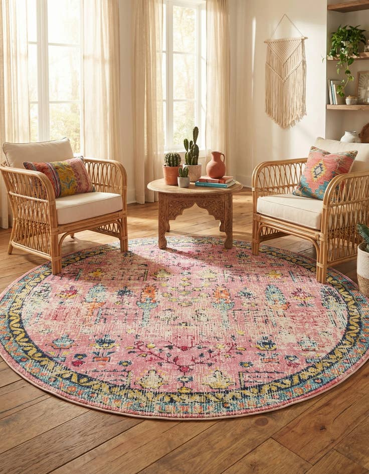 Detail image of 8' x 8' Washable El Paso Round Rug