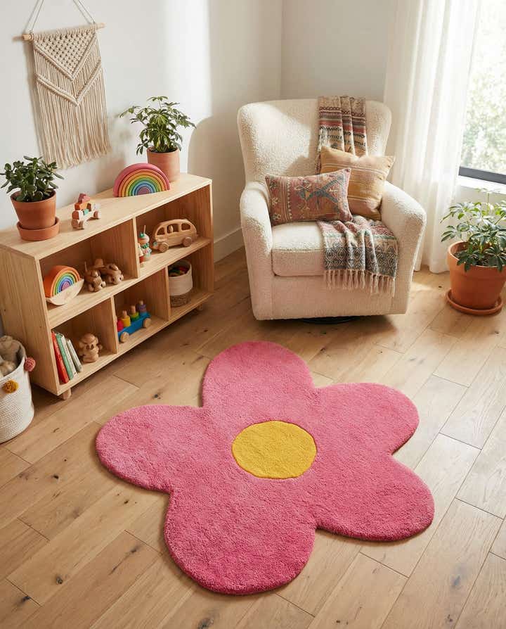3' 1 x 3' 1 Happy Rugs Funky Flower Wool Round