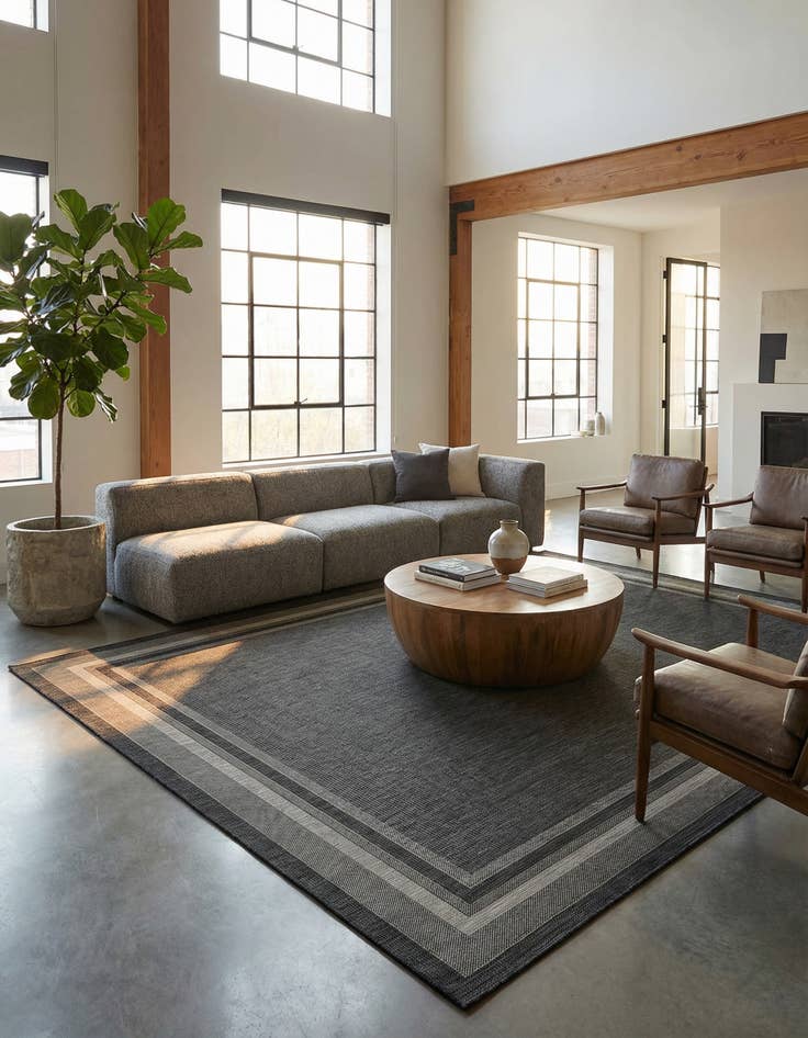 Detail image of 13' x 13'  Washable Border Indoor / Outdoor Square Rug