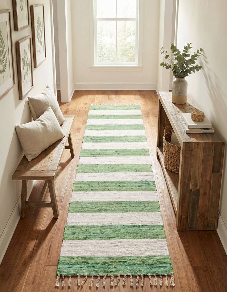 Detail image of 2' 7 x 12' Hand Woven Chindi Rag Runner Rug