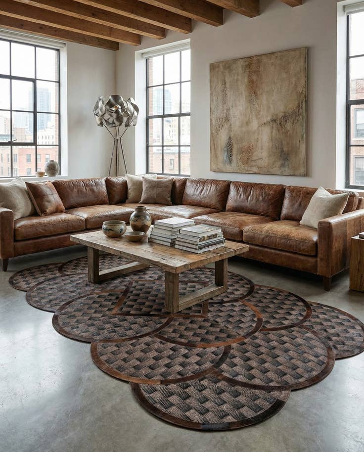 Detail image of 5' x 8' Cowhide Leather Rug
