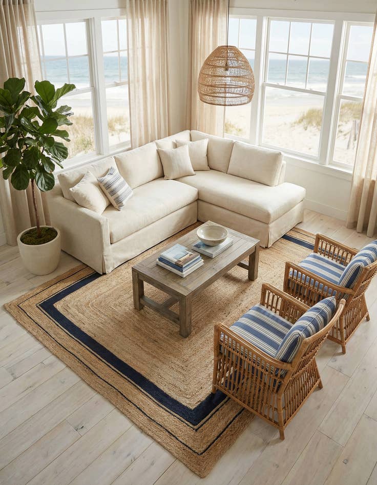 Detail image of 8' x 10'  Hand Braided Jute Rug