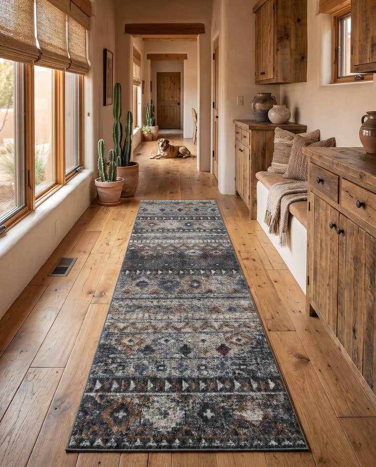 Detail image of 80cm x 305cm Eco Southwestern Runner Rug