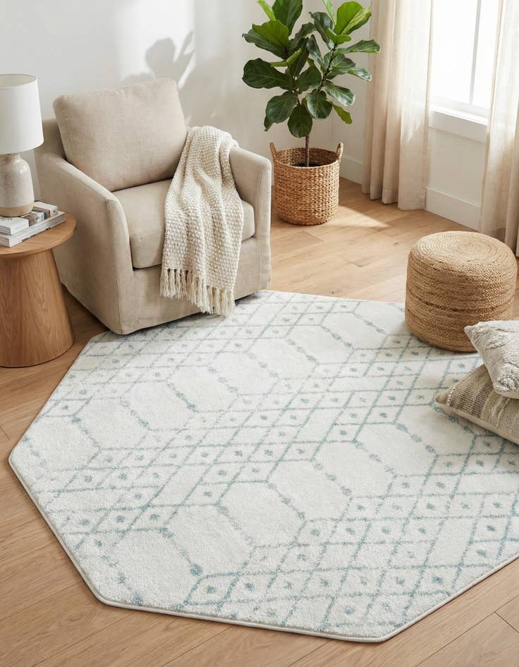 Detail image of 5' 3 x 5' 3 Paxon Trellis Octagon Rug