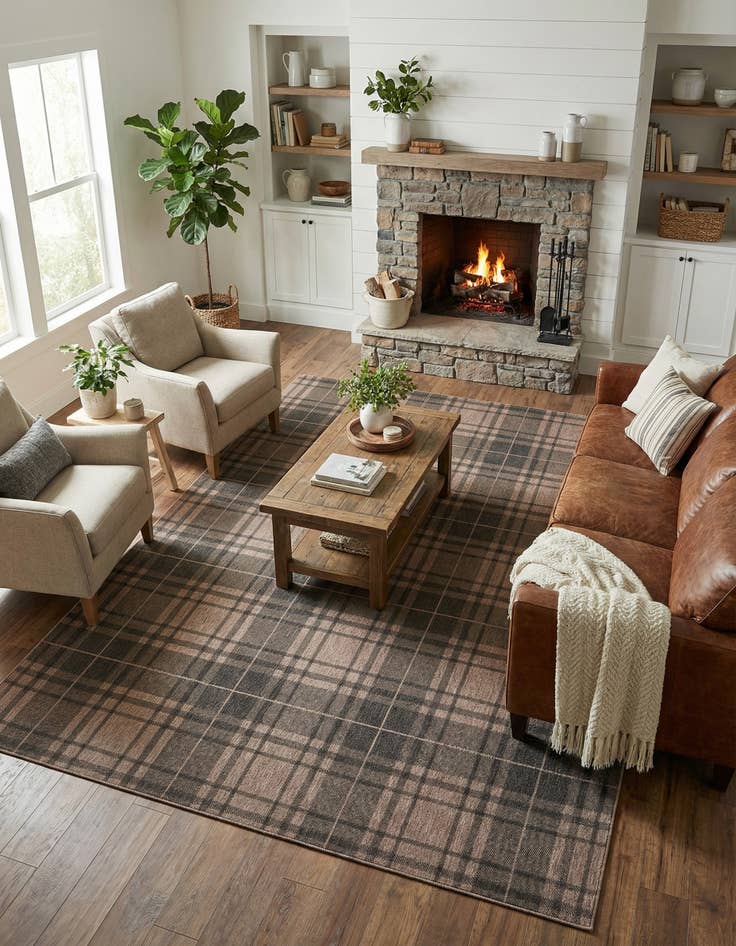 Detail image of 10' x 13' Washable Checkered Indoor / Outdoor Rug