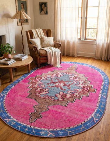 7' 6 x 10' 6 Washable Timeless Oval Rug