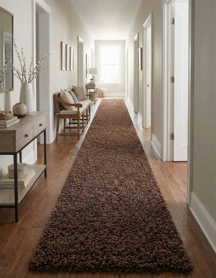 Detail image of 2' 7 x 19' 8 Solid Shag Runner Rug