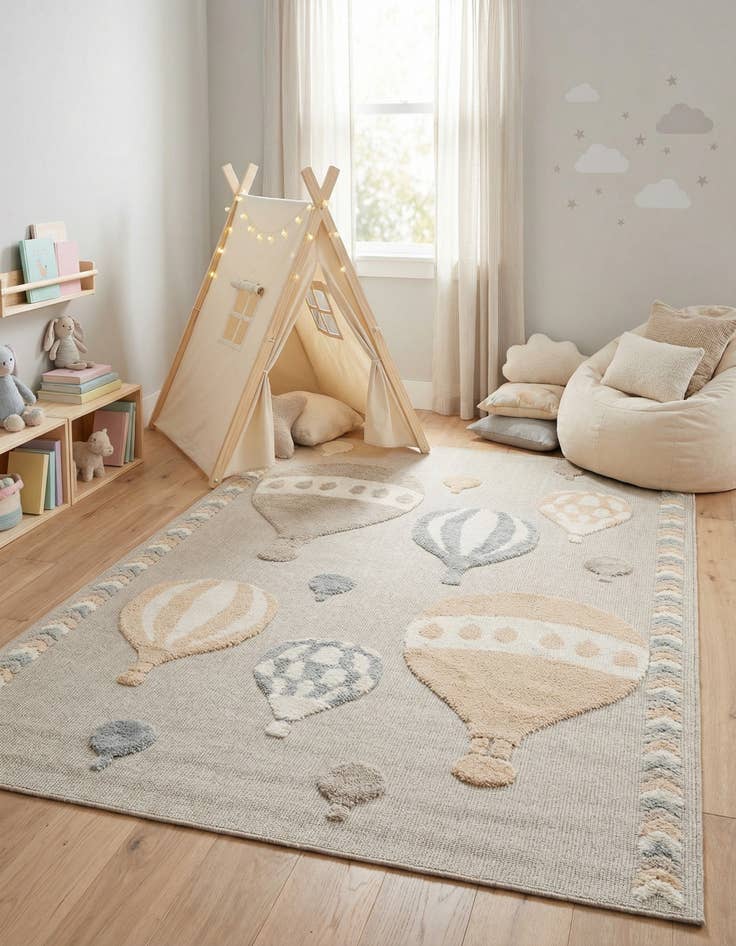Detail image of 5' 3 x 8' Whimsy Kids Rug