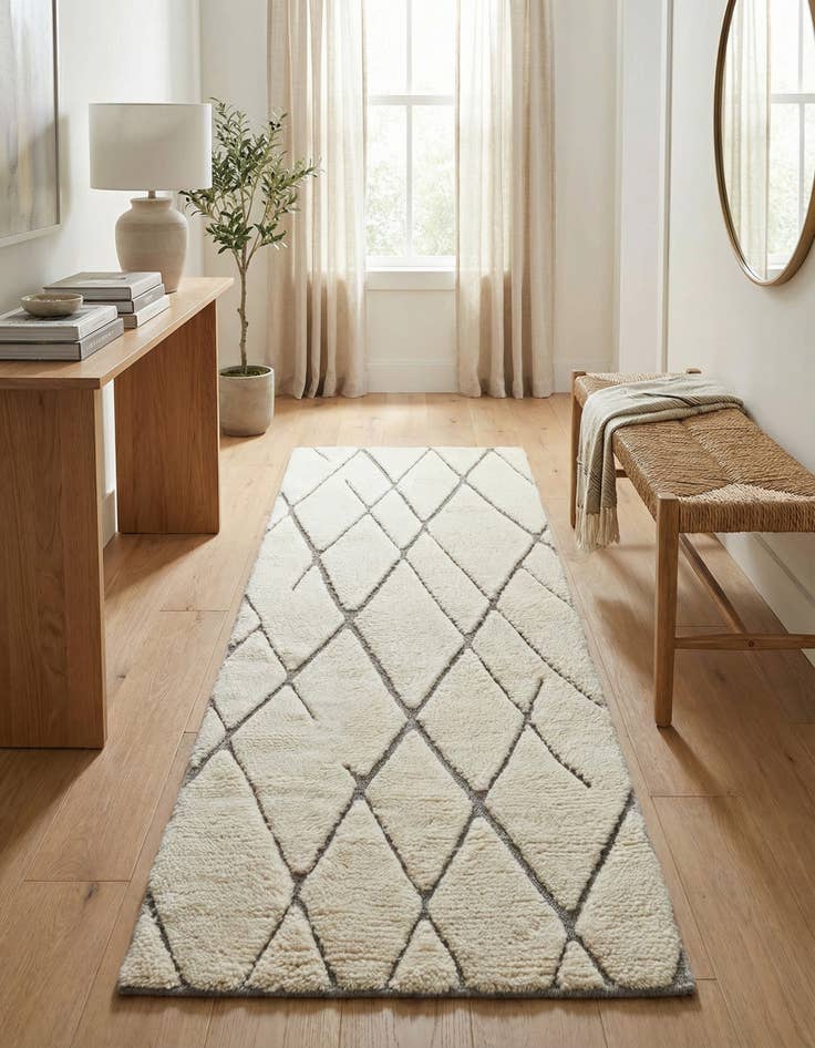 Detail image of 2' x 6' 1  Hand Knotted Atlas Moroccan Wool Runner Rug