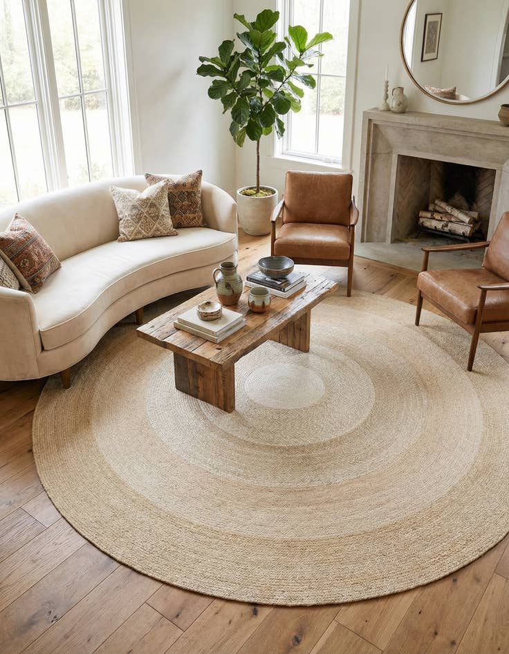 Detail image of 7' 10 x 7' 10 Handmade Hand Braided Wool Round Rug