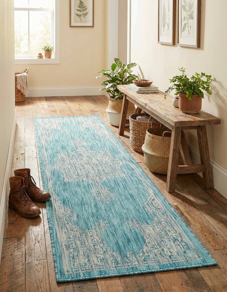 Detail image of 2' x 6' Washable Traditional Indoor / Outdoor Runner Rug
