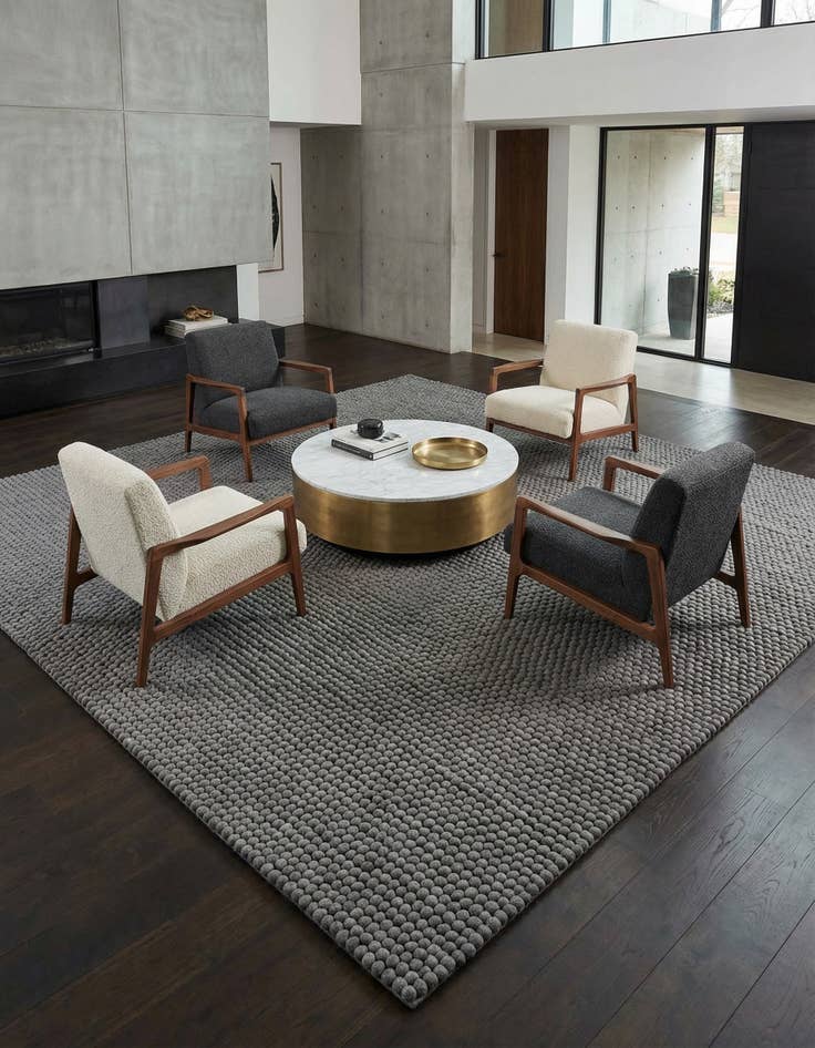 Detail image of 10' x 10' Felt Ball Wool Square Rug