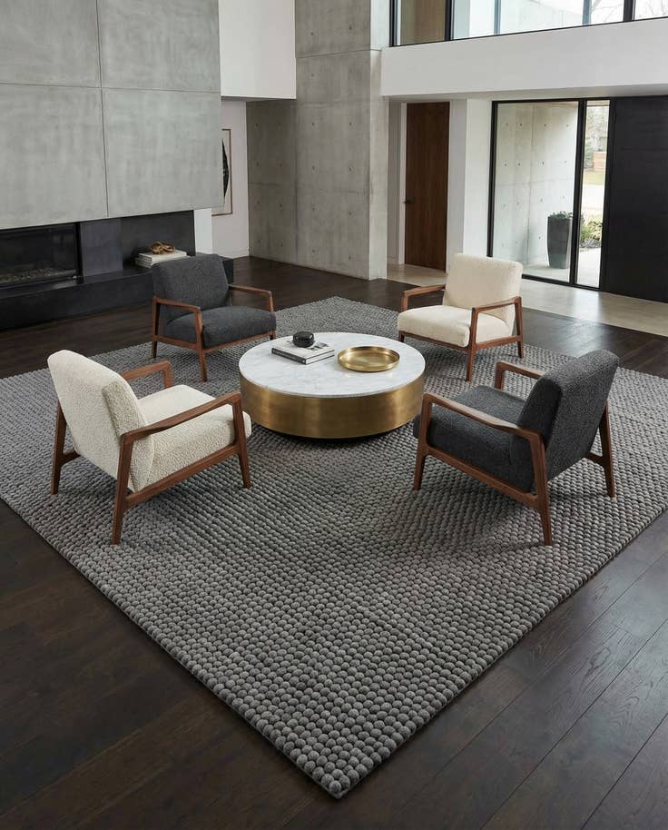 Detail image of 10' x 10' Felt Ball Wool Square Rug