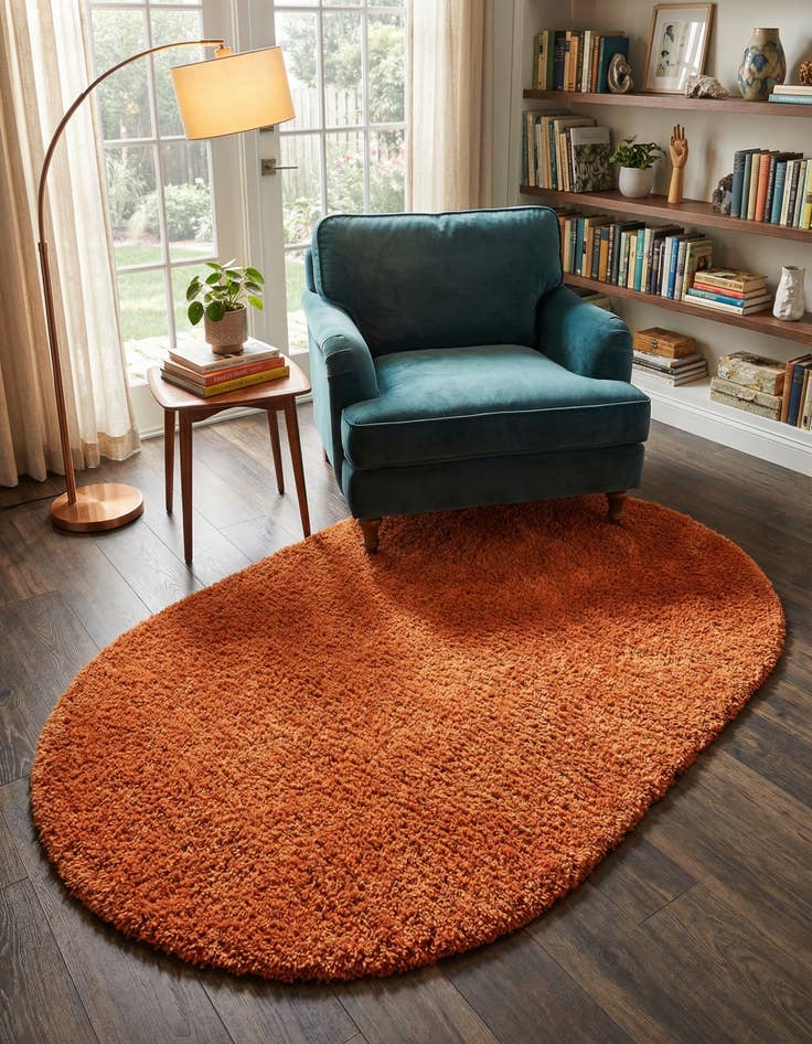 Detail image of 5' 3 x 8' Solid Shag Oval Rug