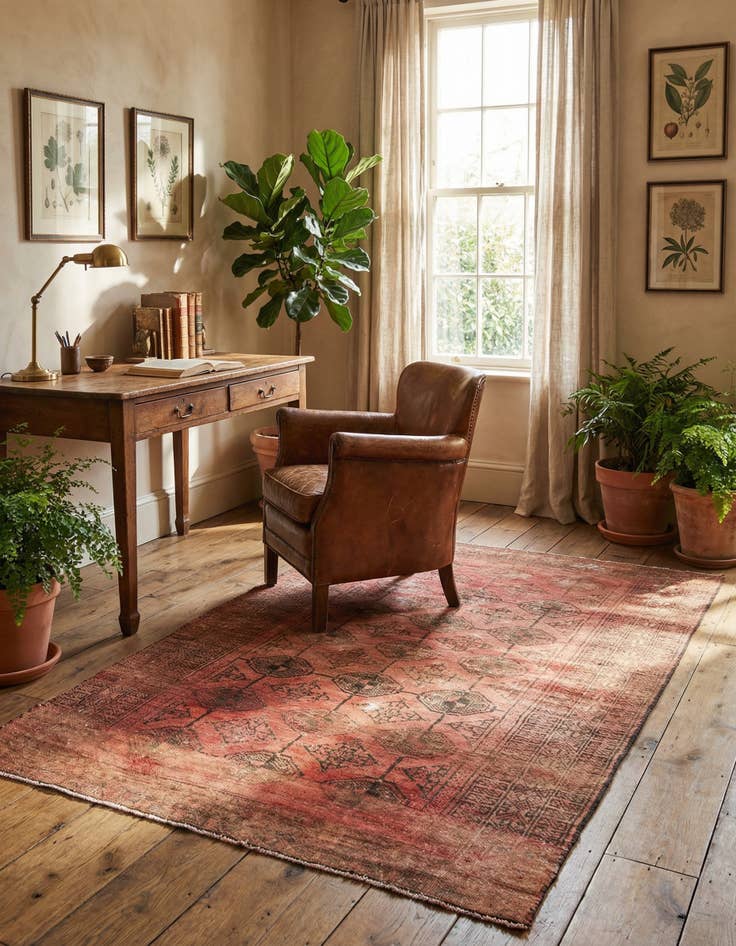 Detail image of 3' 7 x 5' 6 Hand Knotted Ultra Vintage Persian Wool Rug