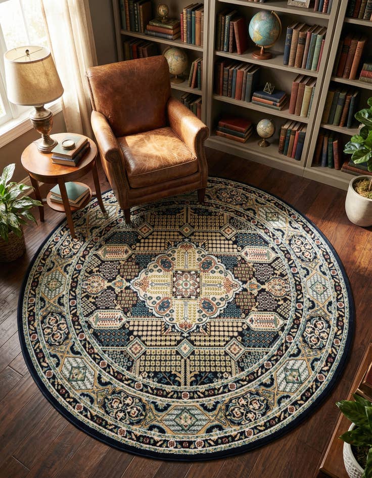 Detail image of 5' x 5' Nain Design Round Rug
