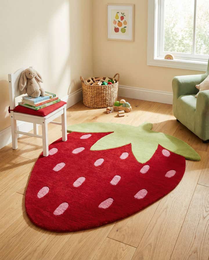 5' 2 x 6' 1 Happy Rugs Strawberry Wool Square