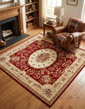 Red Chateau Square Rug