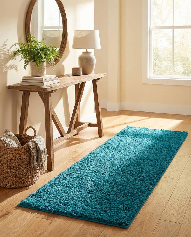 Detail image of 2' x 5' Solid Shag Runner Rug