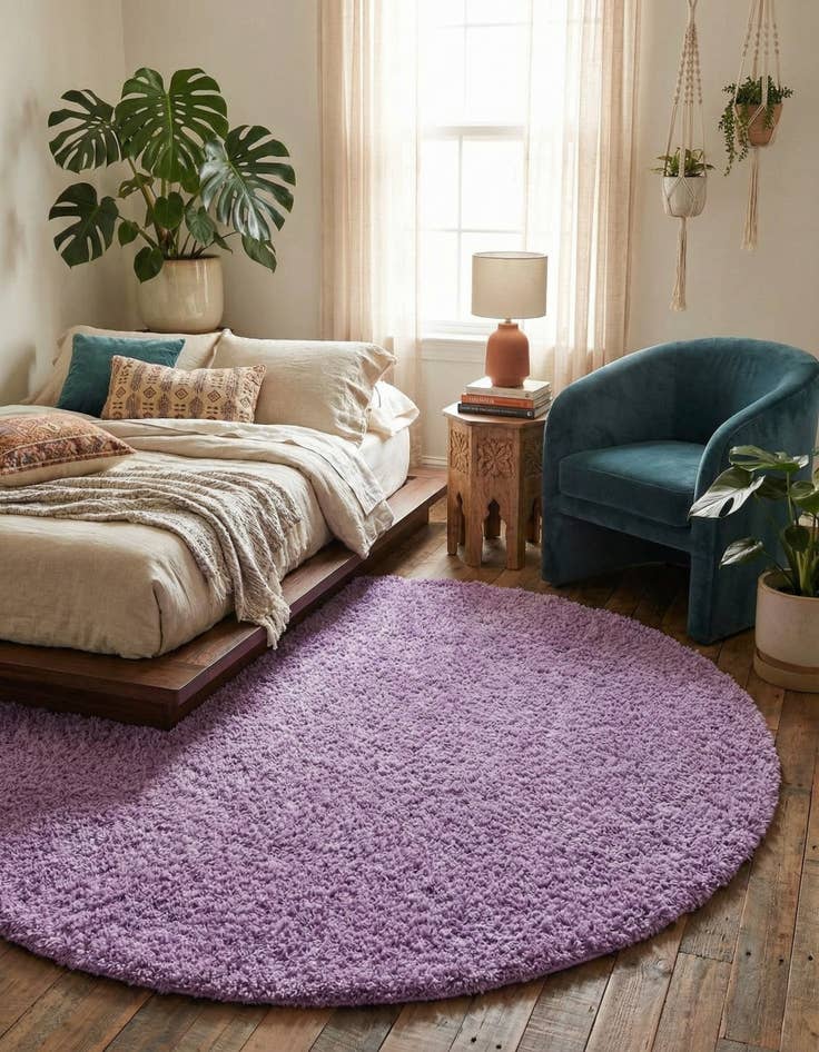 Detail image of 7' 10 x 7' 10 Solid Shag Round Rug