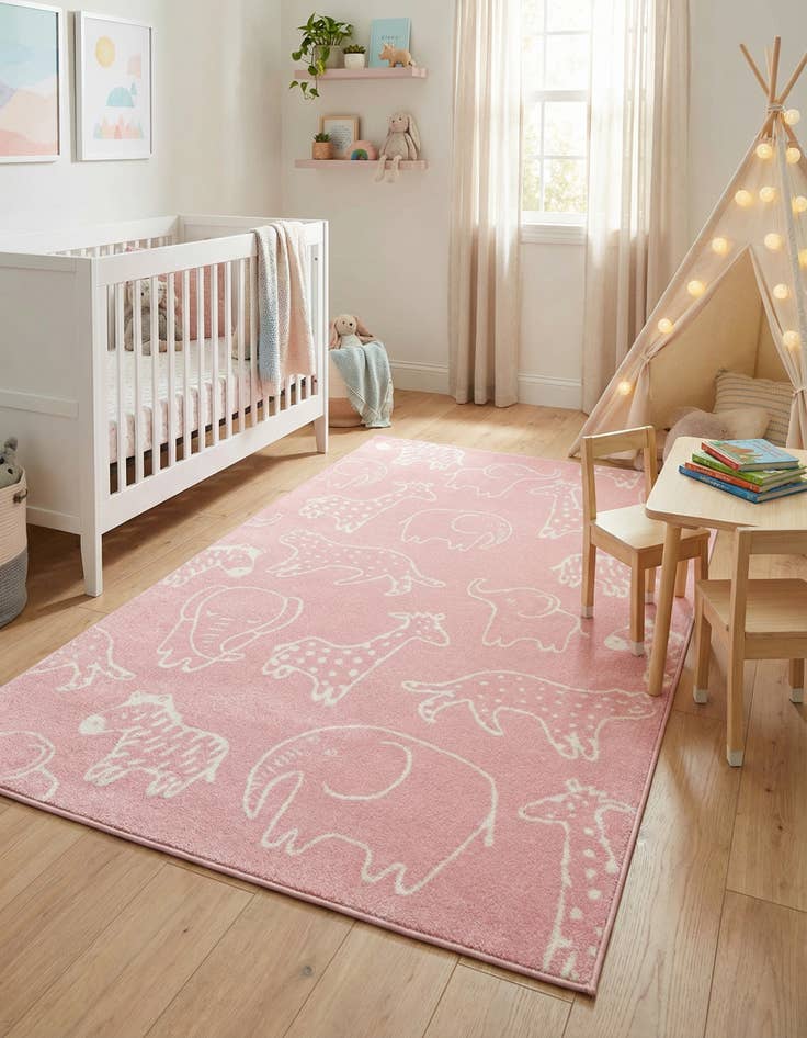 Detail image of 5' 3 x 8' Animals Whimsy Kids Rug