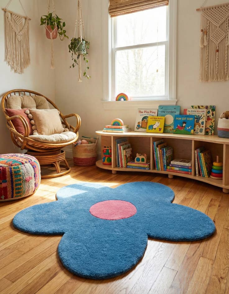 Detail image of 3' 1 x 3' 1 Happy Rugs Funky Flower Wool Round