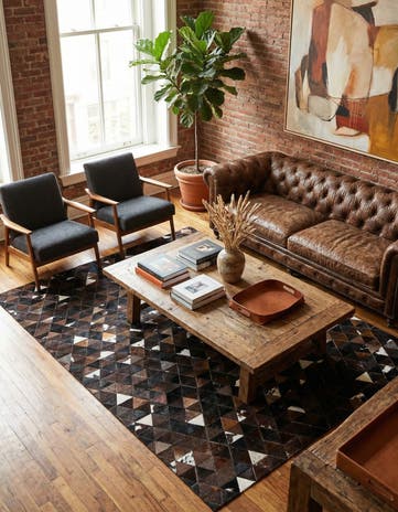 5' x 7' 9 Cowhide Stocks Rug