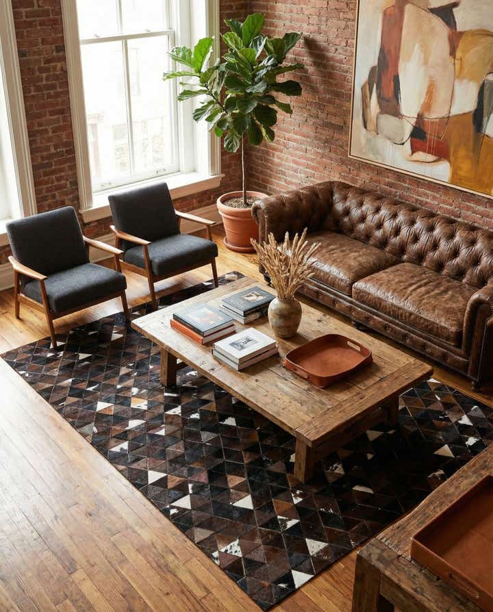 5' x 7' 9 Cowhide Stocks Rug