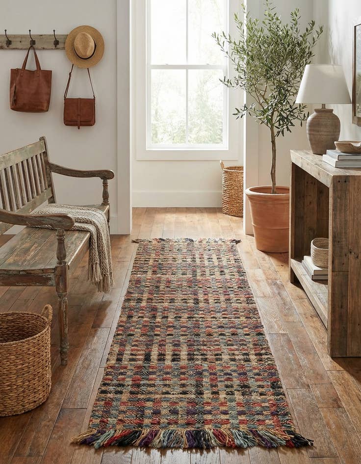 Detail image of 2' 7 x 10' Hand Woven Chunky Jute Runner Rug