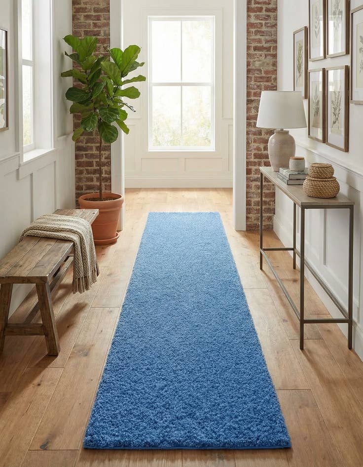 Detail image of 2' 7 x 12' Solid Shag Runner Rug