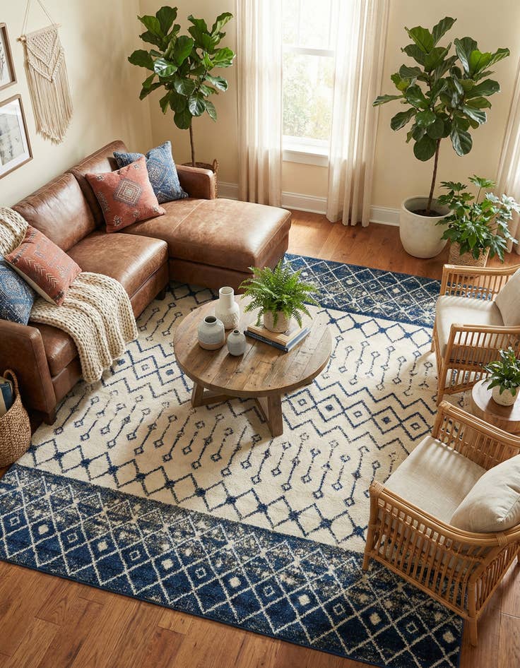 Detail image of 10' x 10' Moroccan Trellis Square Rug