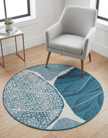 3' 3 x 3' 3 Easy-Clean Modern Indoor / Outdoor Round Rug