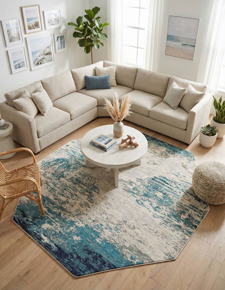 Detail image of 7' 10 x 7' 10  Washable Vivid Octagon Rug