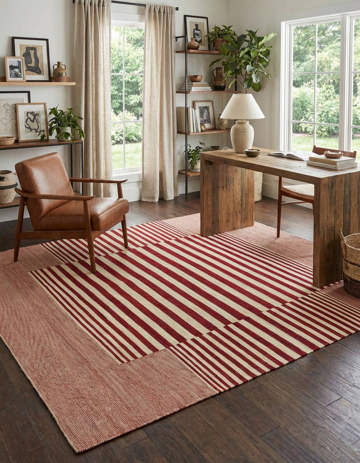 Detail image of 6' x 7' 5 Hand Woven Kilim Modern Wool Square Rug