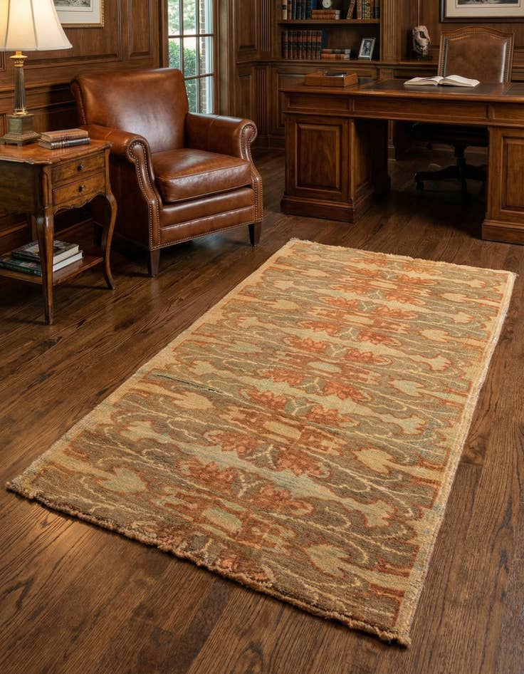 Detail image of 2' 7 x 4' 8 Hand Knotted Oushak Wool Rug